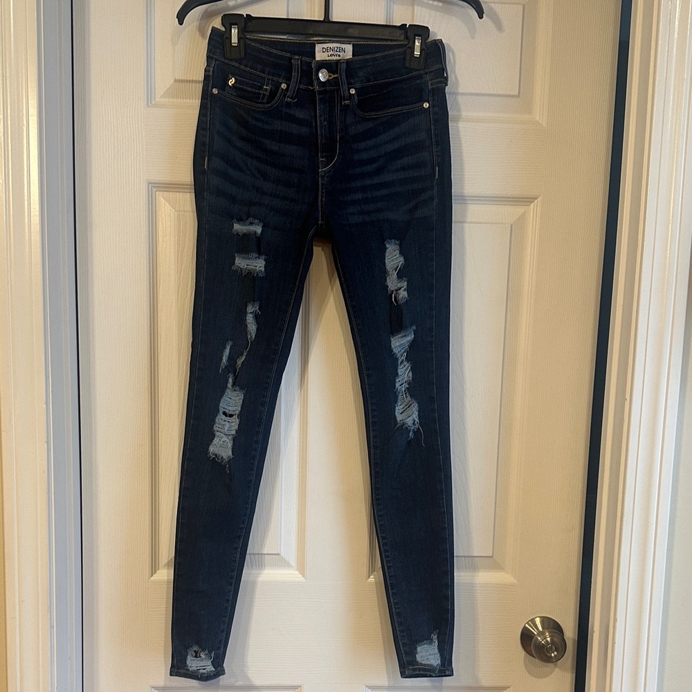 Denizen from Levi's Dark Blue Distressed Skinny Jeans